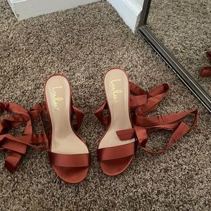 Copper Satin Lace up Heels